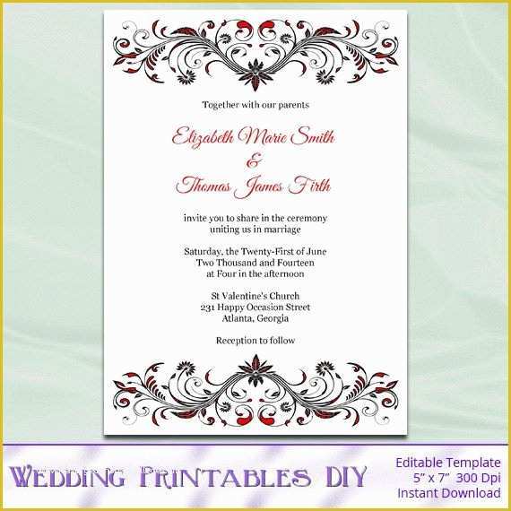 Black and White Invitation Templates Free Download Of Diy Printable Invitation Templates Red Black and White