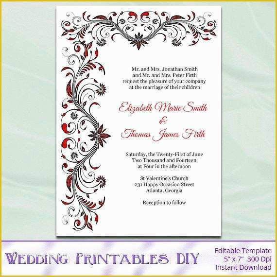 Black and White Invitation Templates Free Download Of Items Similar to Wedding Invitation Template Diy