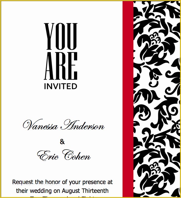 Black and White Invitation Templates Free Download Of Pages Black Red Wedding Invitations Template