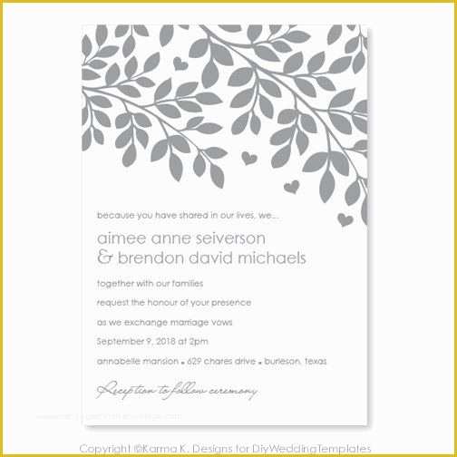 Black and White Invitation Templates Free Download Of Printable Wedding Invitation Template Download Instantly