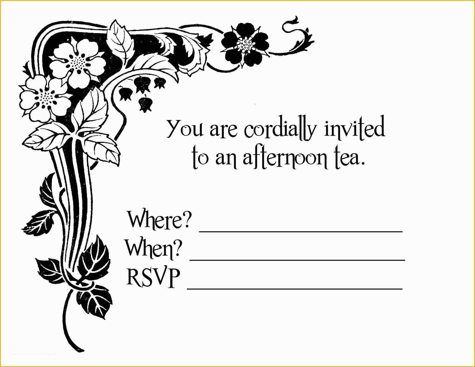 Black and White Invitation Templates Free Download Of Tea Party Invitation Blank Templates