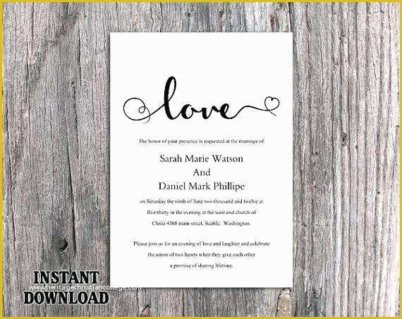 Black and White Invitation Templates Free Download Of Wedding Invitation Black White Printable Template and