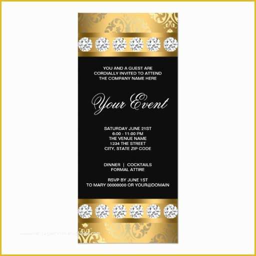 Black Tie event Invitation Free Template Of Black Gold Black Tie Corporate Party Template 4x9 25 Paper