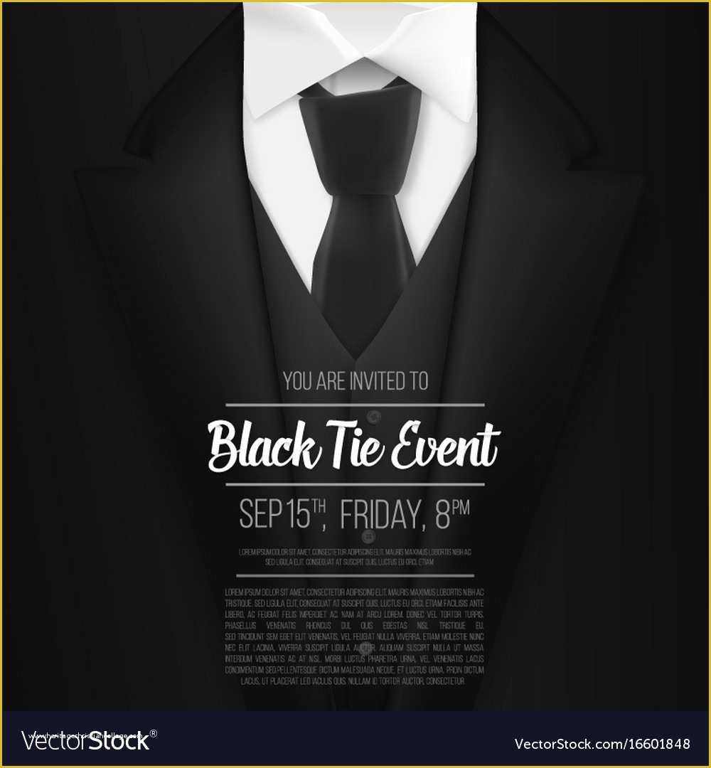 Black Tie event Invitation Free Template Of Black Suit Black Tie event Invitation Template Vector Image