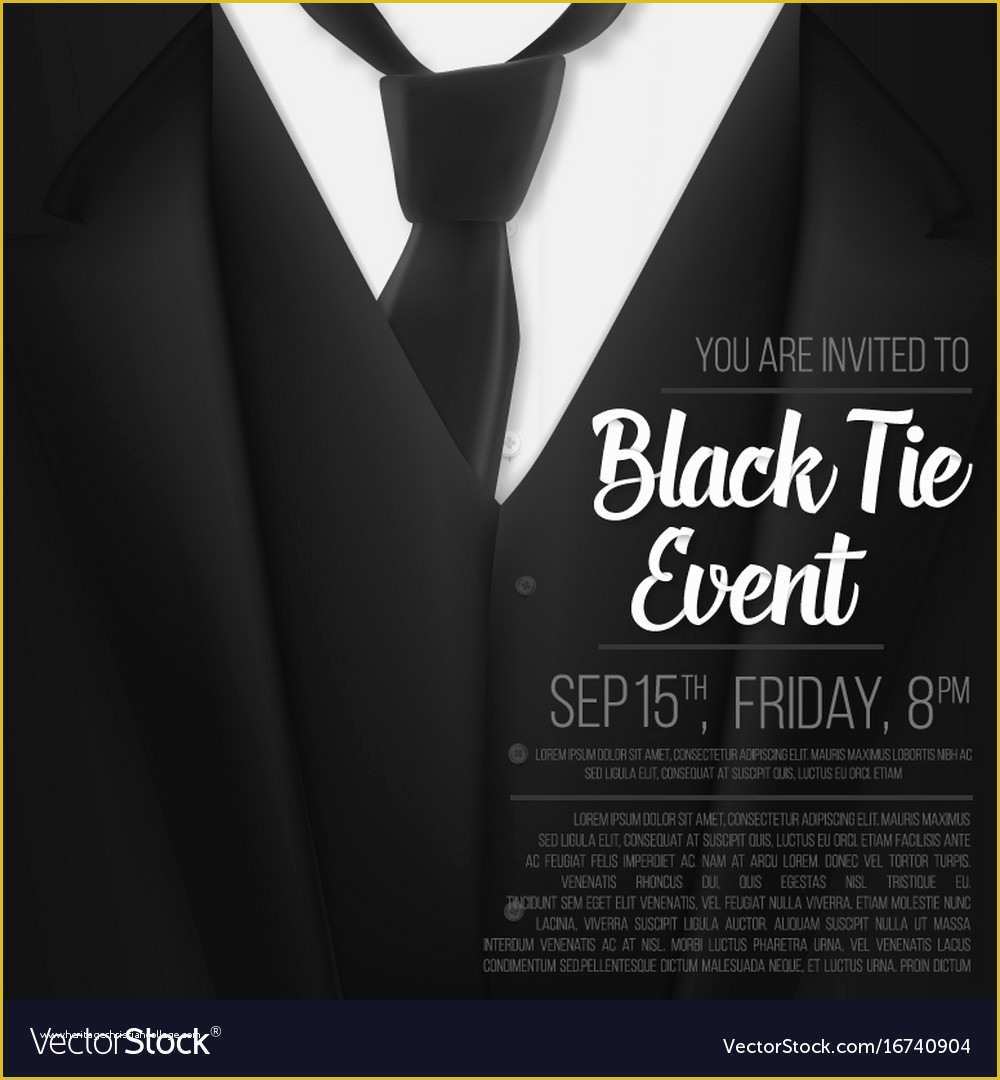 Black Tie event Invitation Free Template Of Black Suit Black Tie event Invitation Template Vector Image