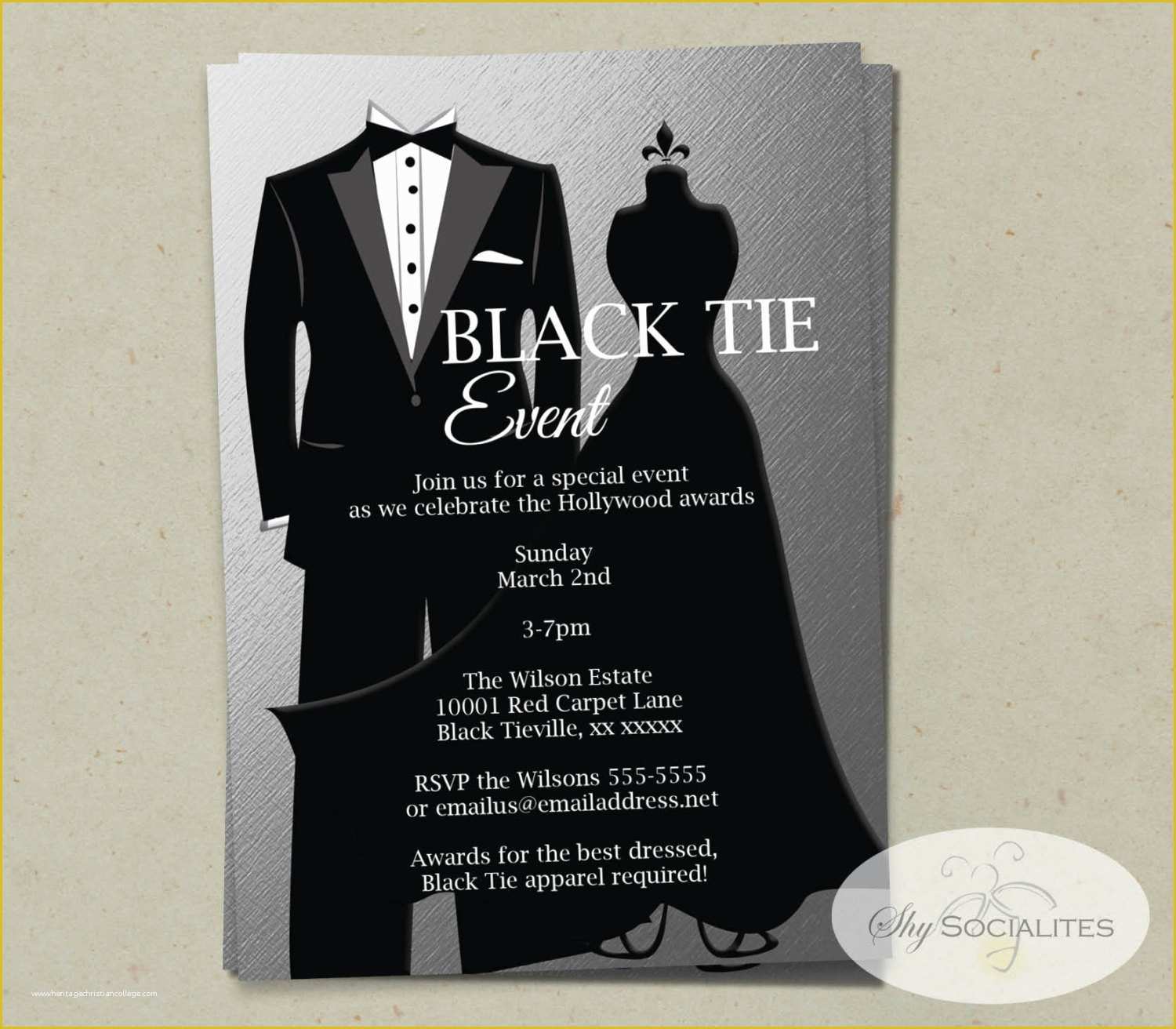 Black Tie event Invitation Free Template Of Silver Black Tie Invitation