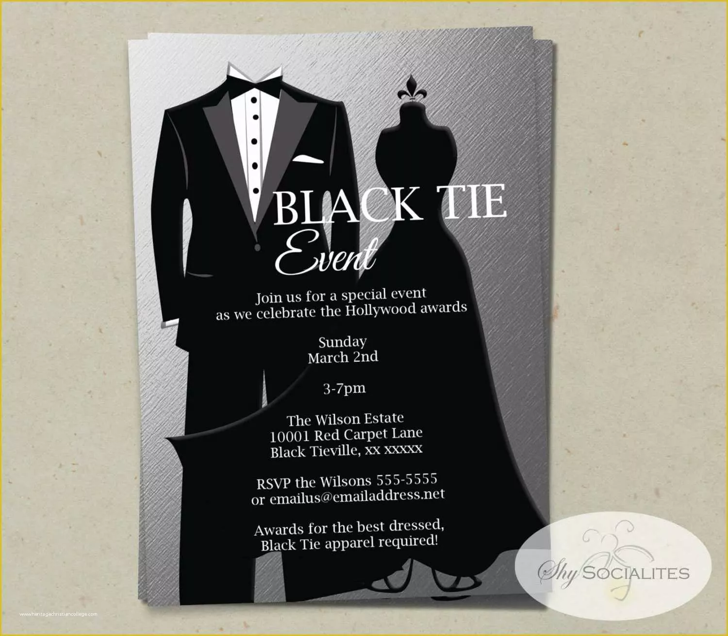 Black Tie event Invitation Free Template Of Silver Black Tie Invitation Instant Download Faux Foil