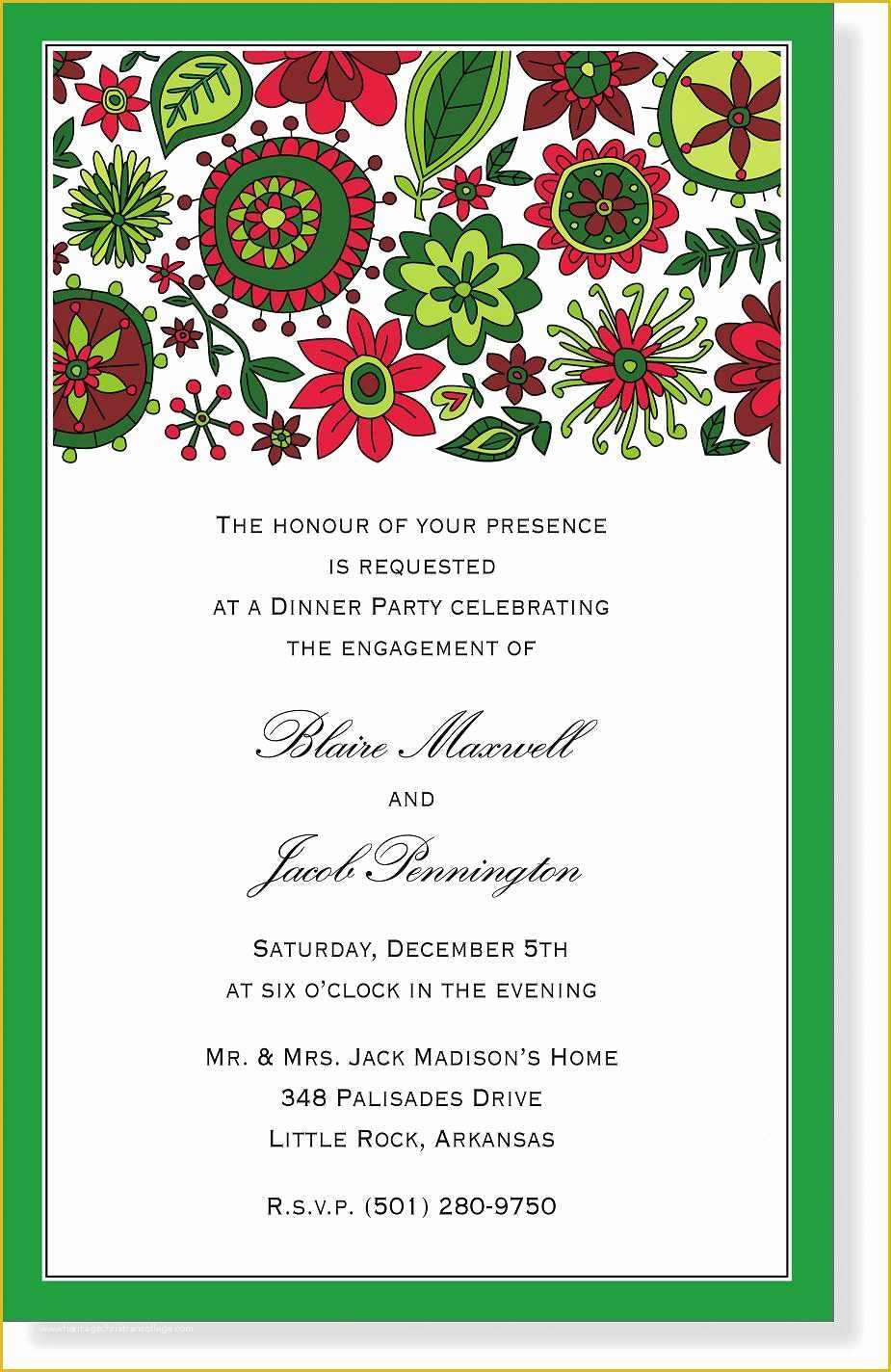 Blank Christmas Invitation Templates Free Of Free Dinner Party Invitation Template