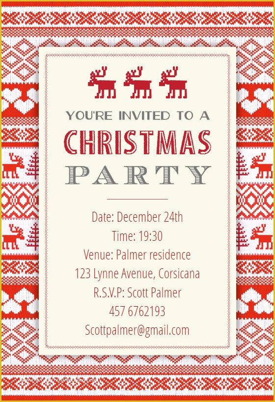 Blank Christmas Invitation Templates Free Of Sweaters Pattern Free Christmas Invitation Template