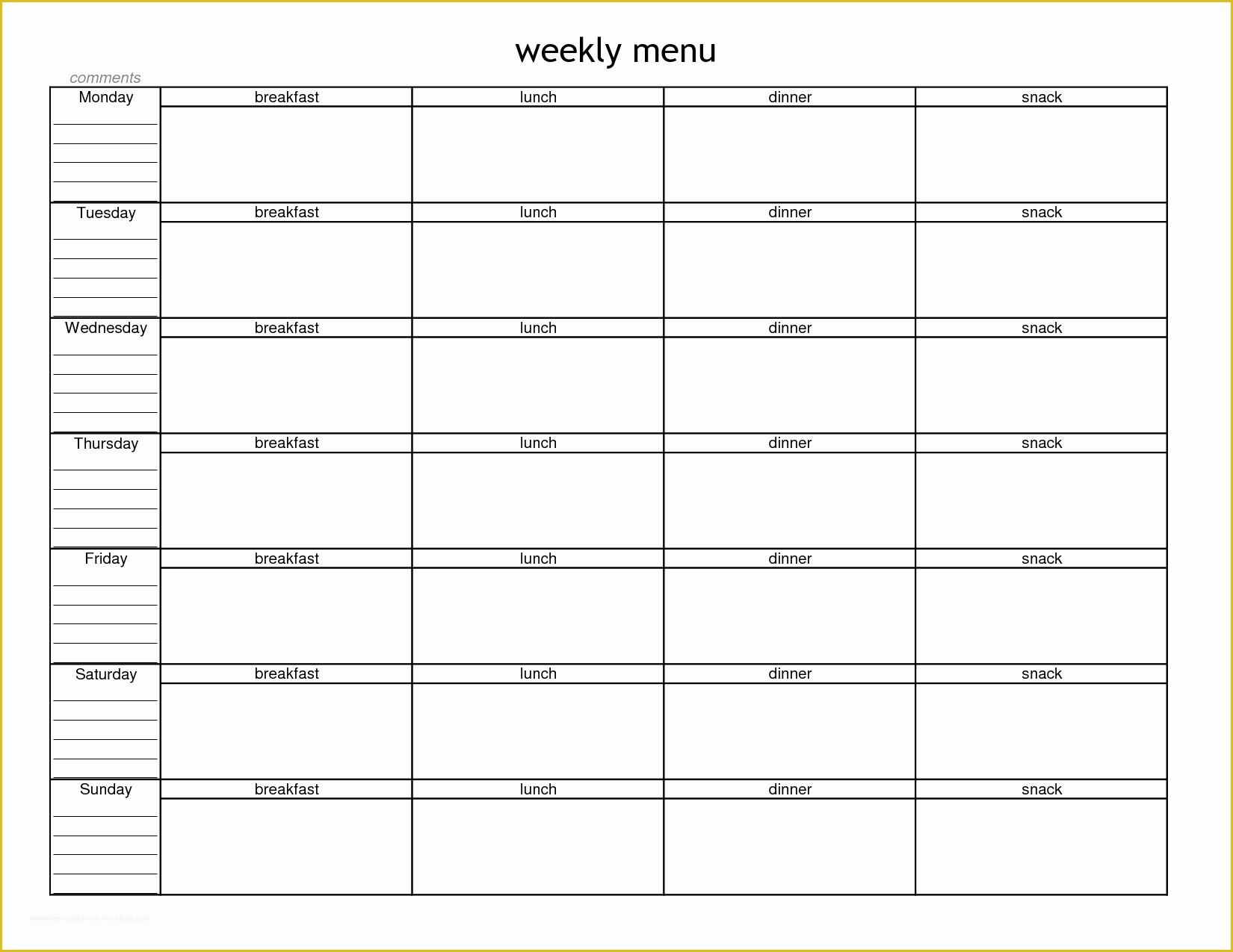 Blank Menu Template Free Of 6 Best Of Printable Blank Menu Sheets Breakfast