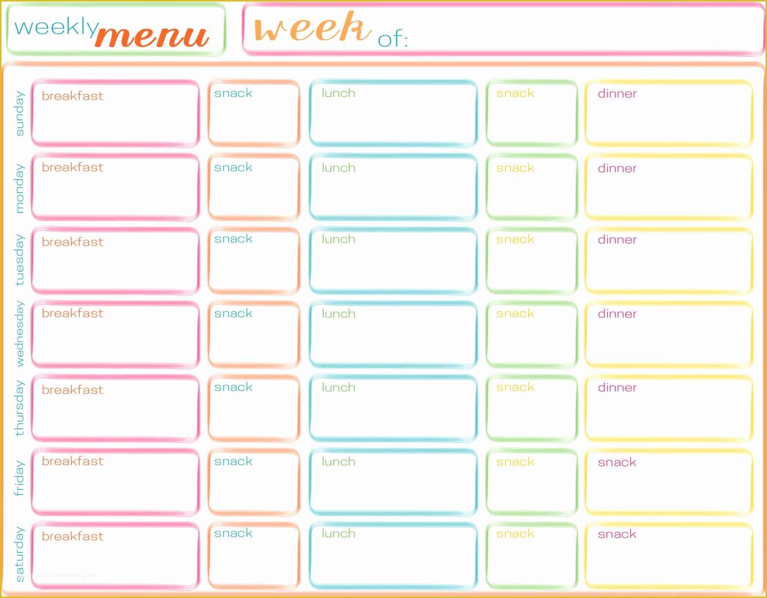 Blank Menu Template Free Of 7 Best Of Blank Printable Weekly Menu Blank