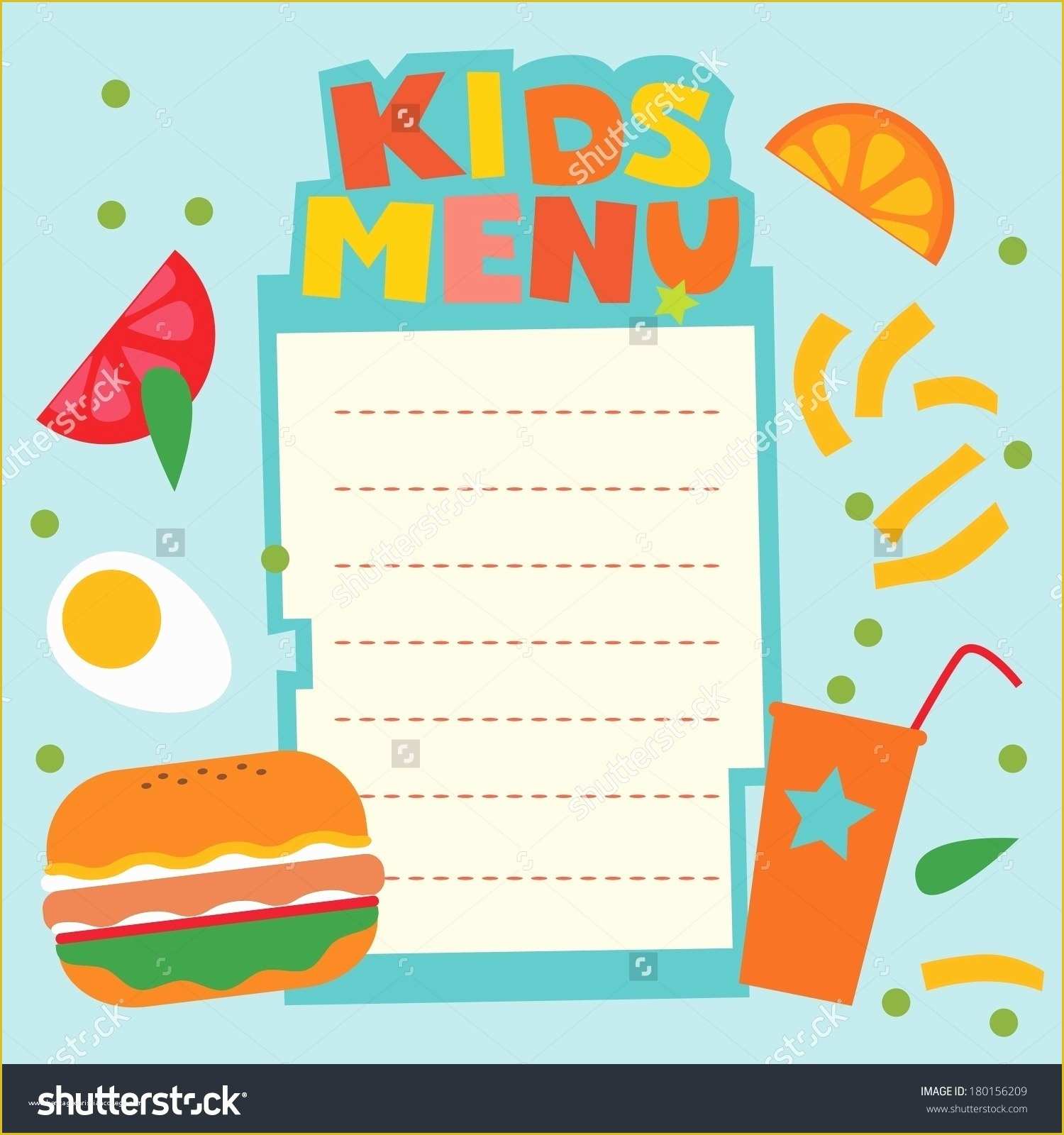 Blank Menu Template Free Of Blank Menu Template for Kids