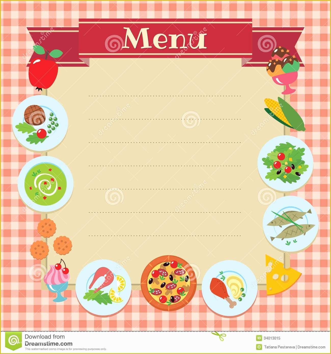 Blank Menu Template Free Of Blank Menu Template for Kids