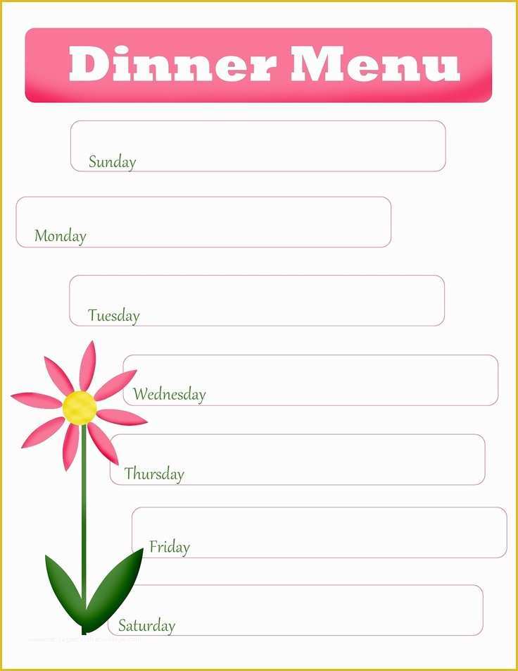 Blank Menu Template Free Of Mom S Menu Planning Free Printable Blank Dinner Menu