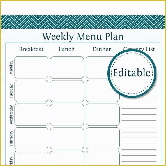 Blank Menu Template Free Of Weekly Menu Planner with Grocery List Fillable Printable