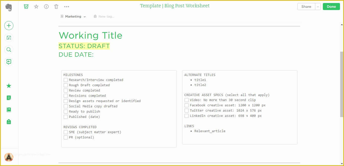 Blog Post Template Free Of 21 Evernote Templates &amp; Workflows that Skyrocket Your