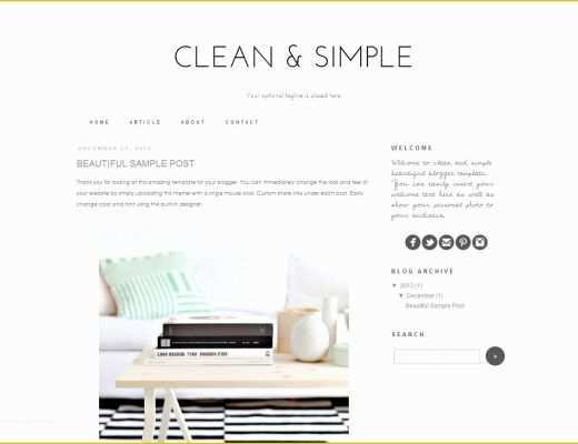 Blog Post Template Free Of Blogger Template Clean and Simple themes Creative Market
