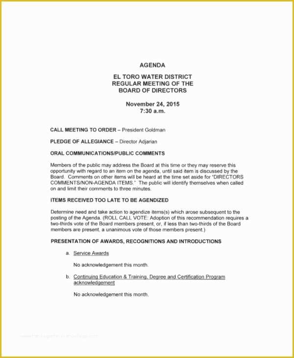 Board Of Directors Meeting Minutes Template Free Of 12 Board Of Directors Meeting Agenda Templates – Free