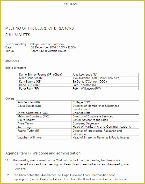 Board Of Directors Meeting Minutes Template Free Of 17 Board Of Directors Meeting Minutes Templates Free Doc