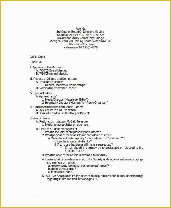 Board Of Directors Meeting Minutes Template Free Of Board Meeting Agenda Template – 10 Free Word Pdf