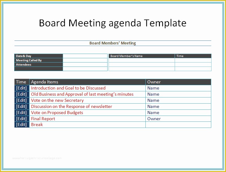 Board Of Directors Meeting Minutes Template Free Of Board Meeting Agenda Template Easy Agendas