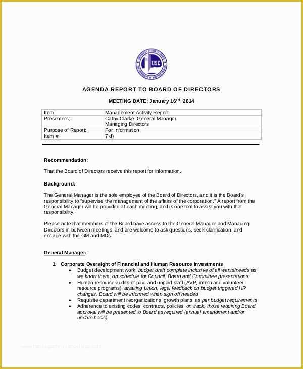 Board Of Directors Meeting Minutes Template Free Of Board Of Directors Meeting Agenda Template – 8 Free Word