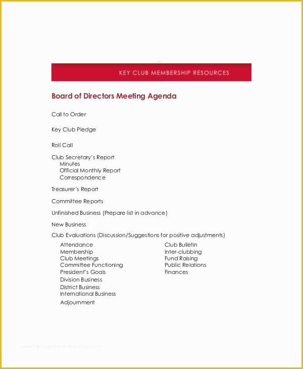 Board Of Directors Meeting Minutes Template Free Of Board Of Directors Meeting Agenda Template – 8 Free Word