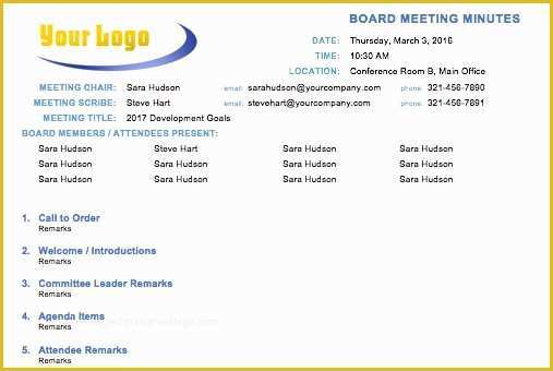 Board Of Directors Meeting Minutes Template Free Of Free Meeting Minutes Template for Microsoft Word