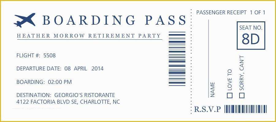 Boarding Pass Invitation Template Free Of 24 Of Template Boarding Pass Retirement Party