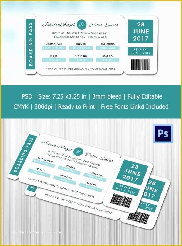 Boarding Pass Invitation Template Free Of Boarding Pass Invitation Template 36 Free Psd format