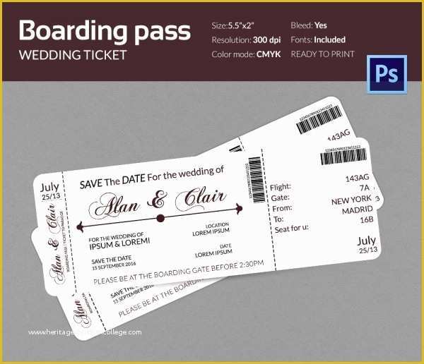 Boarding Pass Invitation Template Free Of Boarding Pass Invitation Template 36 Free Psd format