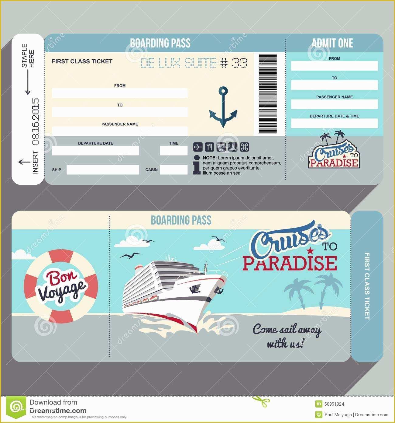 Boarding Pass Invitation Template Free Of Cruises to Paradise Boarding Pass Design