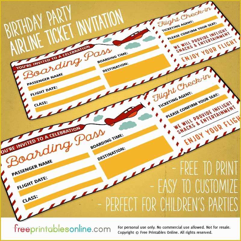 Boarding Pass Invitation Template Free Of Free Printable Birthday Party Boarding Pass Template