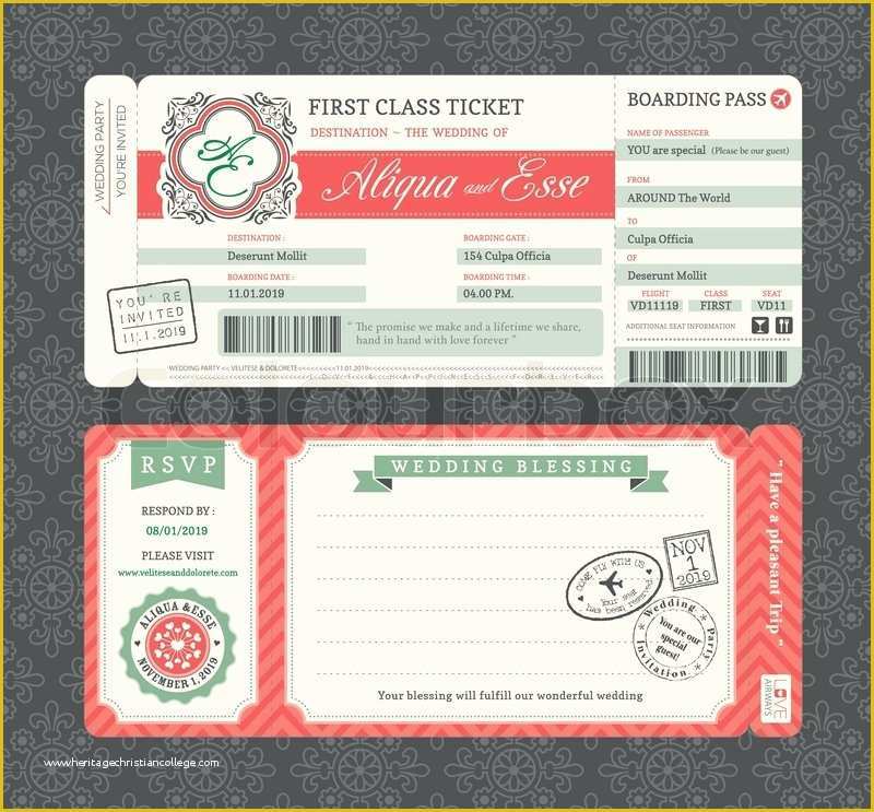Boarding Pass Invitation Template Free Of Vintage Boarding Pass Ticket Wedding Invitation Template