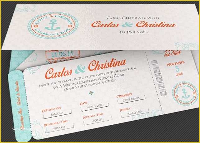 Boarding Pass Invitation Template Free Of Wedding Cruise Boarding Pass Invitation Template