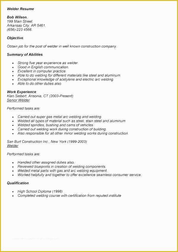 Boilermaker Resume Templates Free Of Iti Resume Sample Free Welding Examples Boilermaker Welder