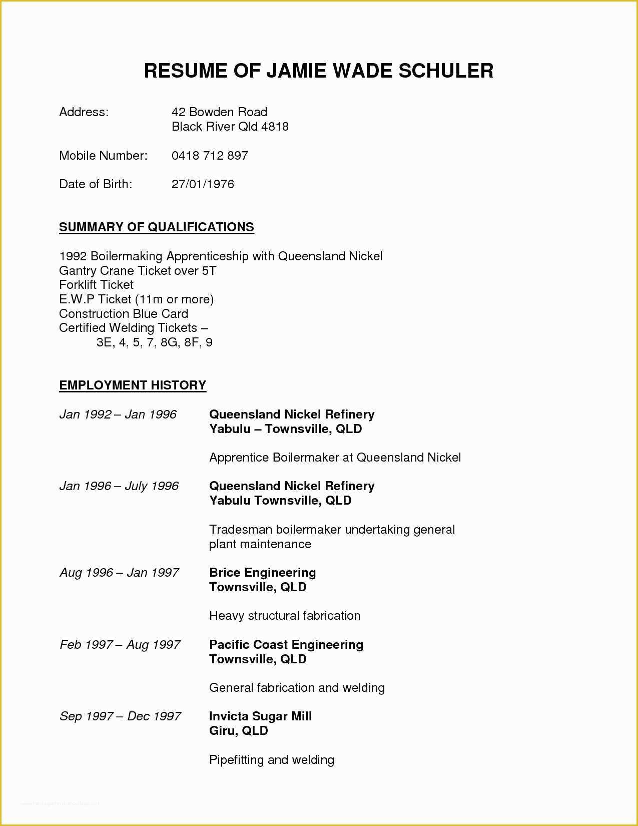 Boilermaker Resume Templates Free Of Resume for Welding Jobs Free Boilermaker Welder Sample