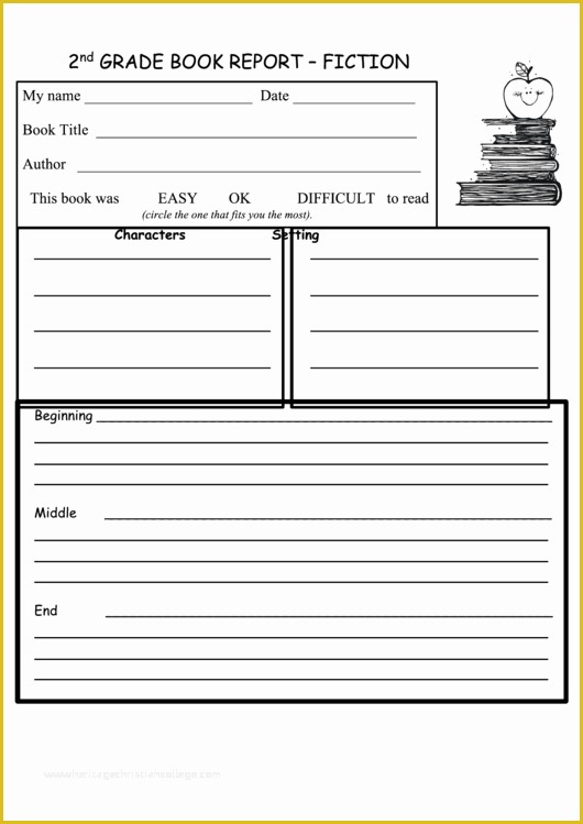 Book Report Template 2nd Grade Free Of 2nd Grade Book Report Fiction Printable Pdf