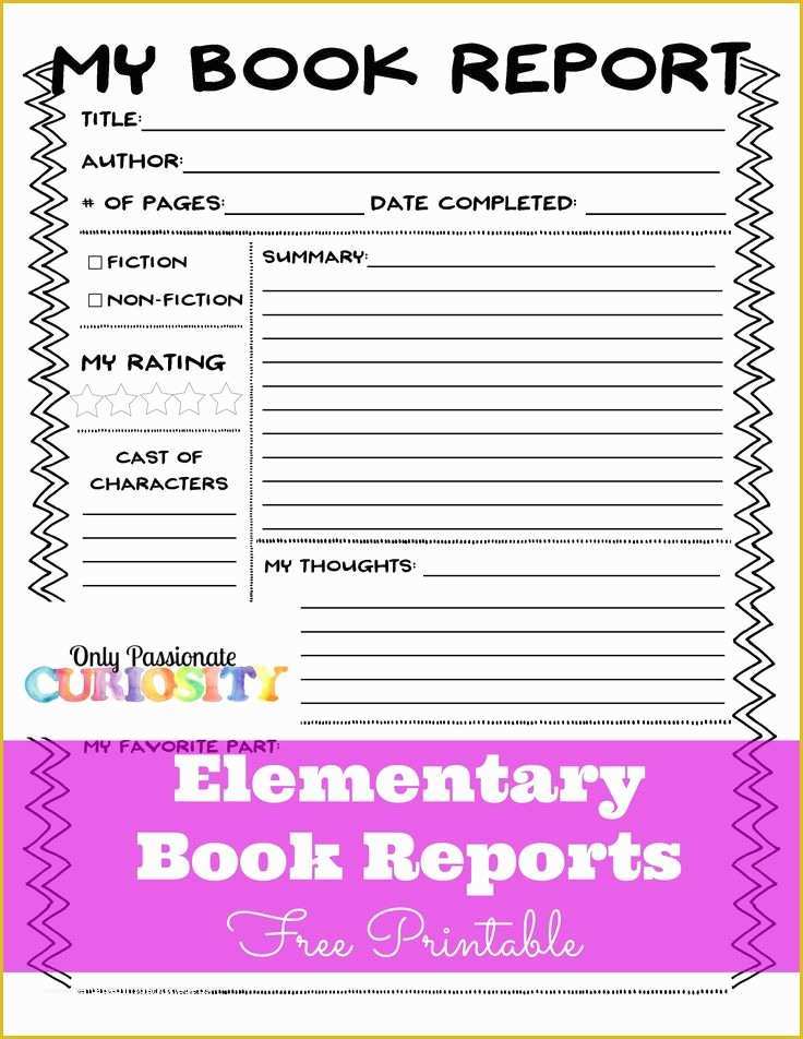 Book Report Template 2nd Grade Free Of Elementary Book Reports Made Easy
