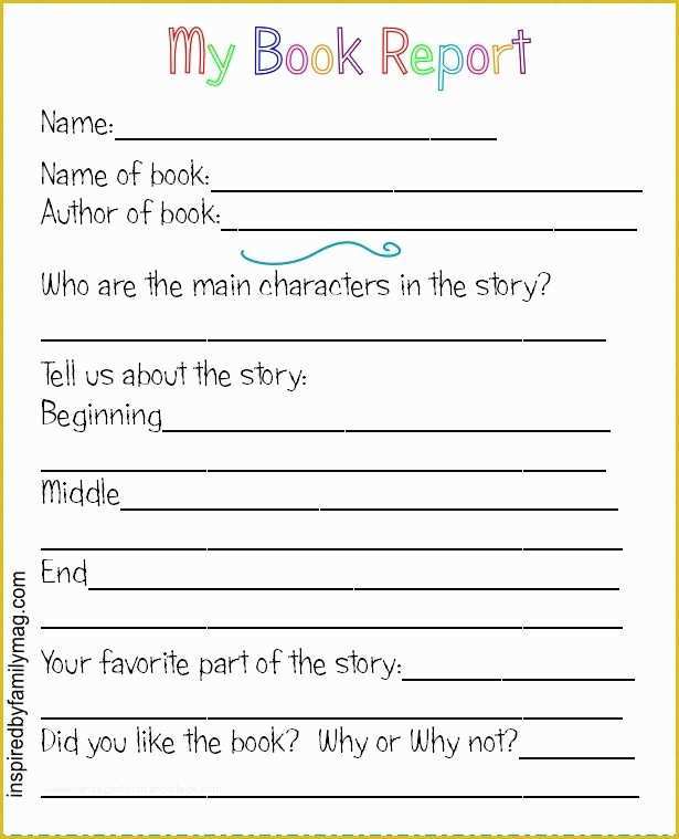 Book Report Template 2nd Grade Free Of Printable Book Report forms Elementary