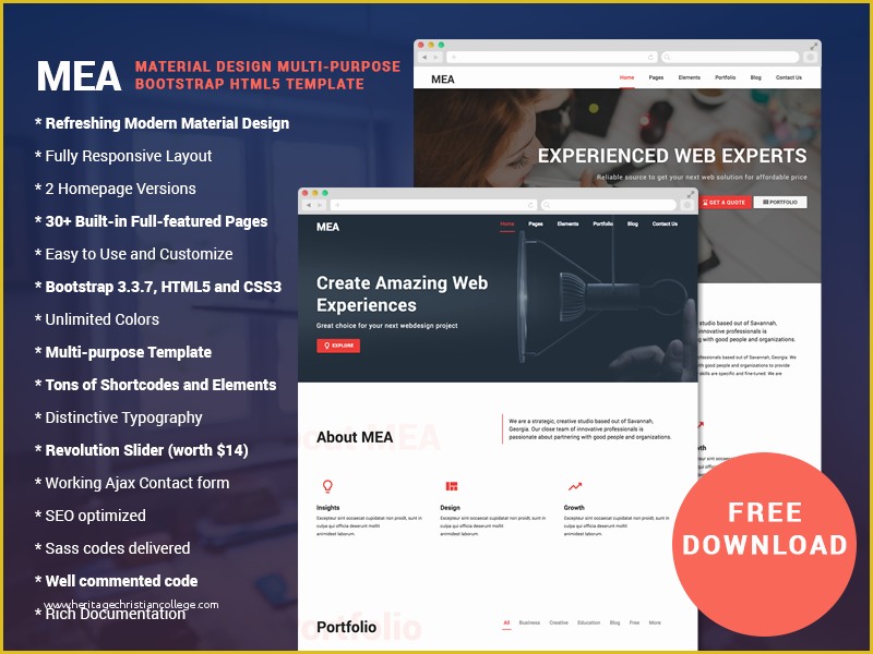 Bootstrap Material Design Templates Free Download Of Mea Free Material Design Bootstrap HTML Template by