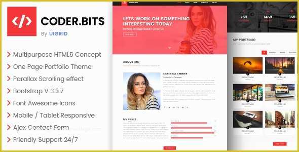 Bootstrap Parallax Scrolling Template Free Of Coder Bits Personal Bootstrap Portfolio Template
