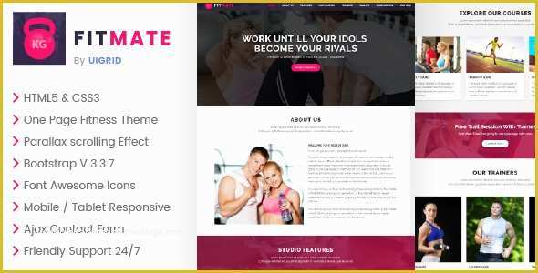 Bootstrap Parallax Scrolling Template Free Of Download Fitmate Fitness Studio HTML Bootstrap theme