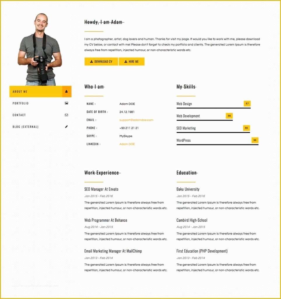 Bootstrap Resume Template Free Of Cv Template Bootstrap Resume format