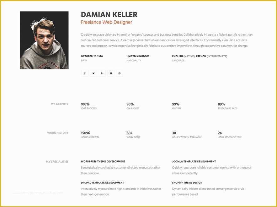 Bootstrap Resume Template Free Of Myprofile – Free Professional Personal Bootstrap Cv