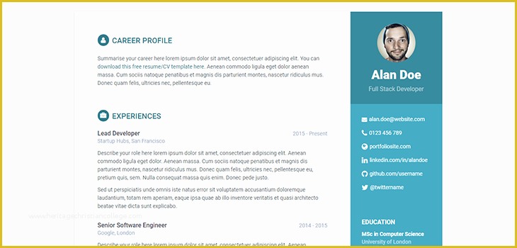 Bootstrap Resume Template Free Of orbit Free Responsive Bootstrap Resume Template