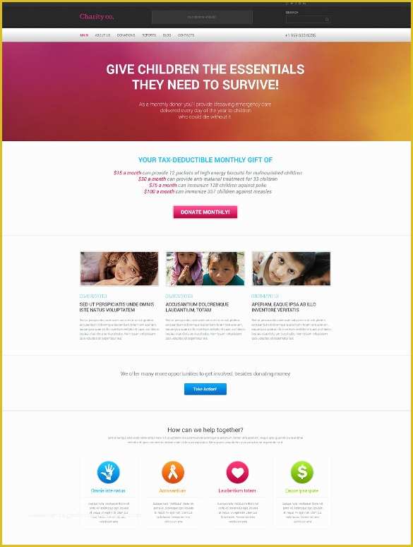 Bootstrap Templates Free Download Of Fundraising Website Template Bootstrap Popteenus