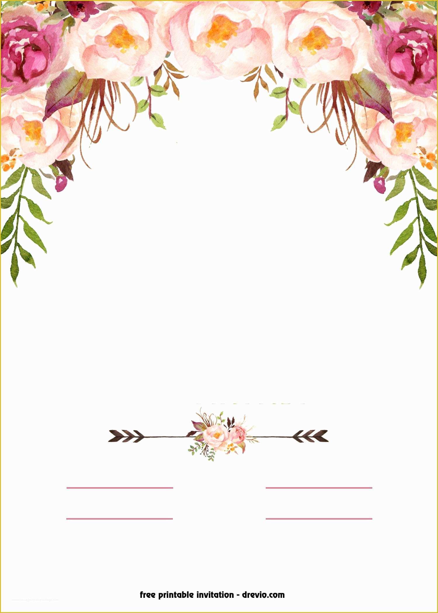 Border Invitation Templates Free Of Free Printable Boho Chic Flower Baby Shower Invitation