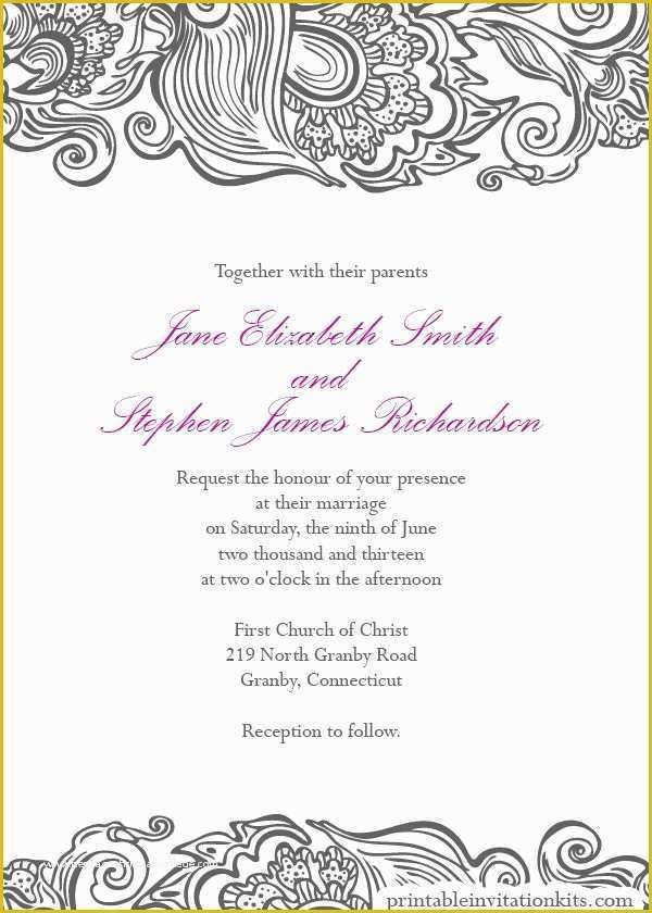 Border Invitation Templates Free Of Free Wedding Pdf Downloads Deco Border Wedding Invitation