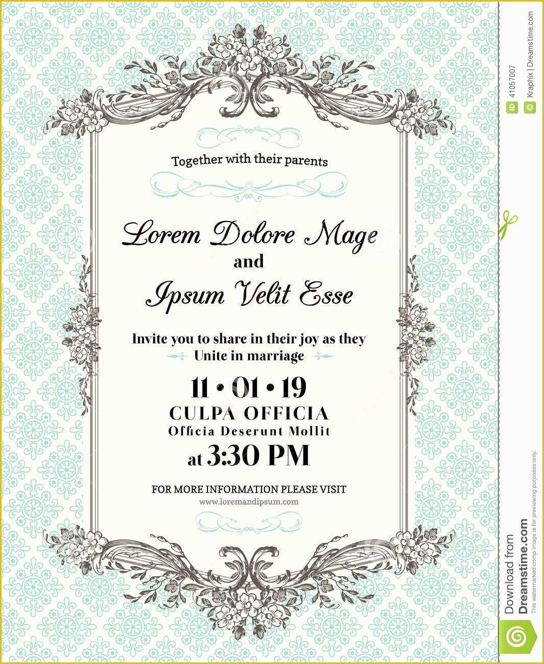 Border Invitation Templates Free Of Vintage Wedding Invitation Border and Frame Stock Vector